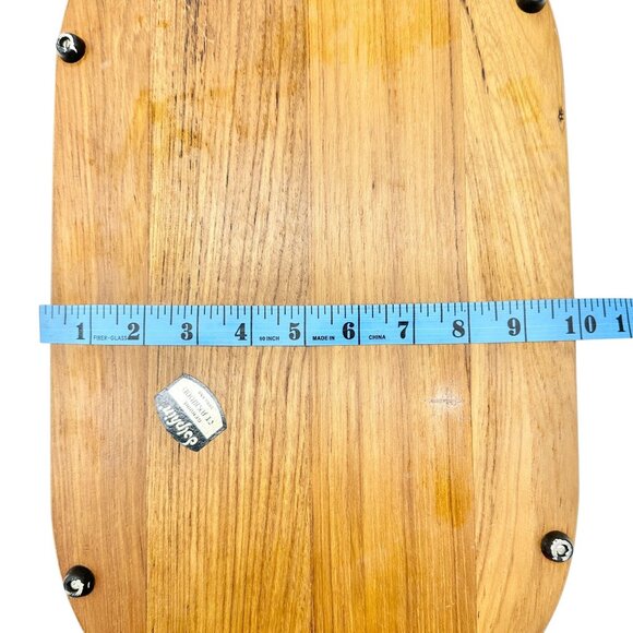 Vintage Dolphin Teakwood Serving Tray Ceramic Plate Insert 17.5" X 10" Thailand - Picture 7 of 7